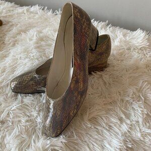 Stuart Weitzman Shoes Women’s Size 6B Leather‎ Snakeskin Print Block Heel